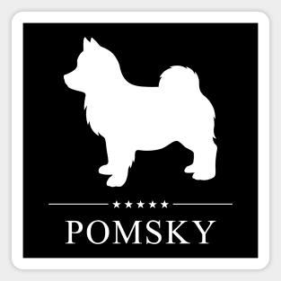 Pomsky Dog White Silhouette Magnet